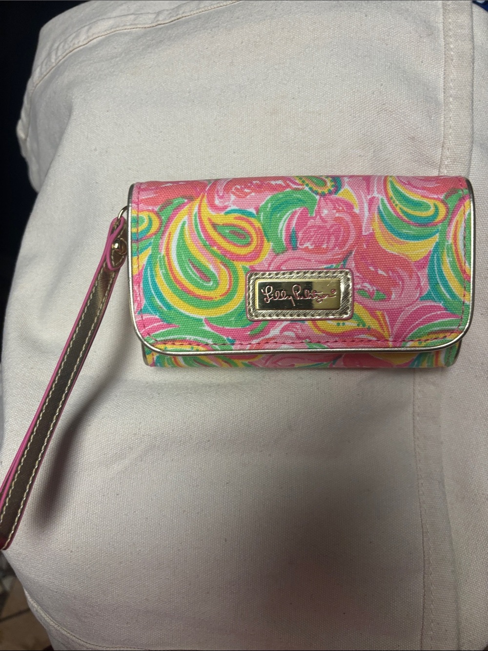 Lilly Pulitzer Pink Multi Floral Swirl Wristlet